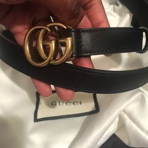 Authentic thin black double GG Gucci belt